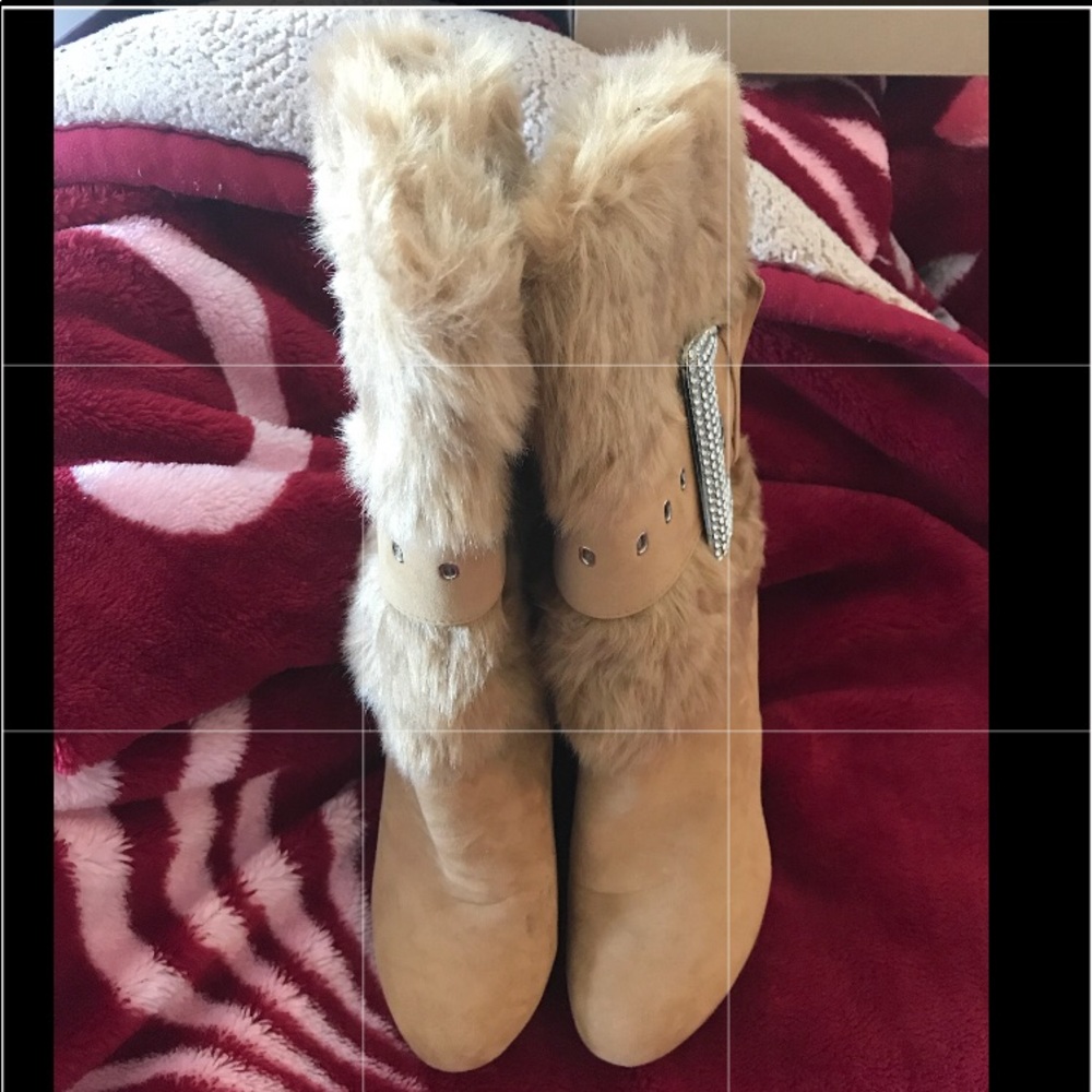 Selina Brand Furry Heel Boots